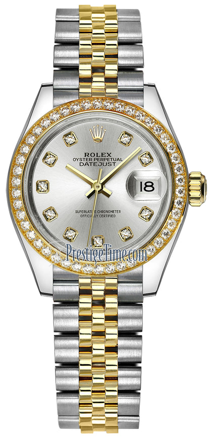 Rolex Lady Datejust 28mm Stainless Steel and Yellow Gold 279383RBR Silver Diamond Jubilee