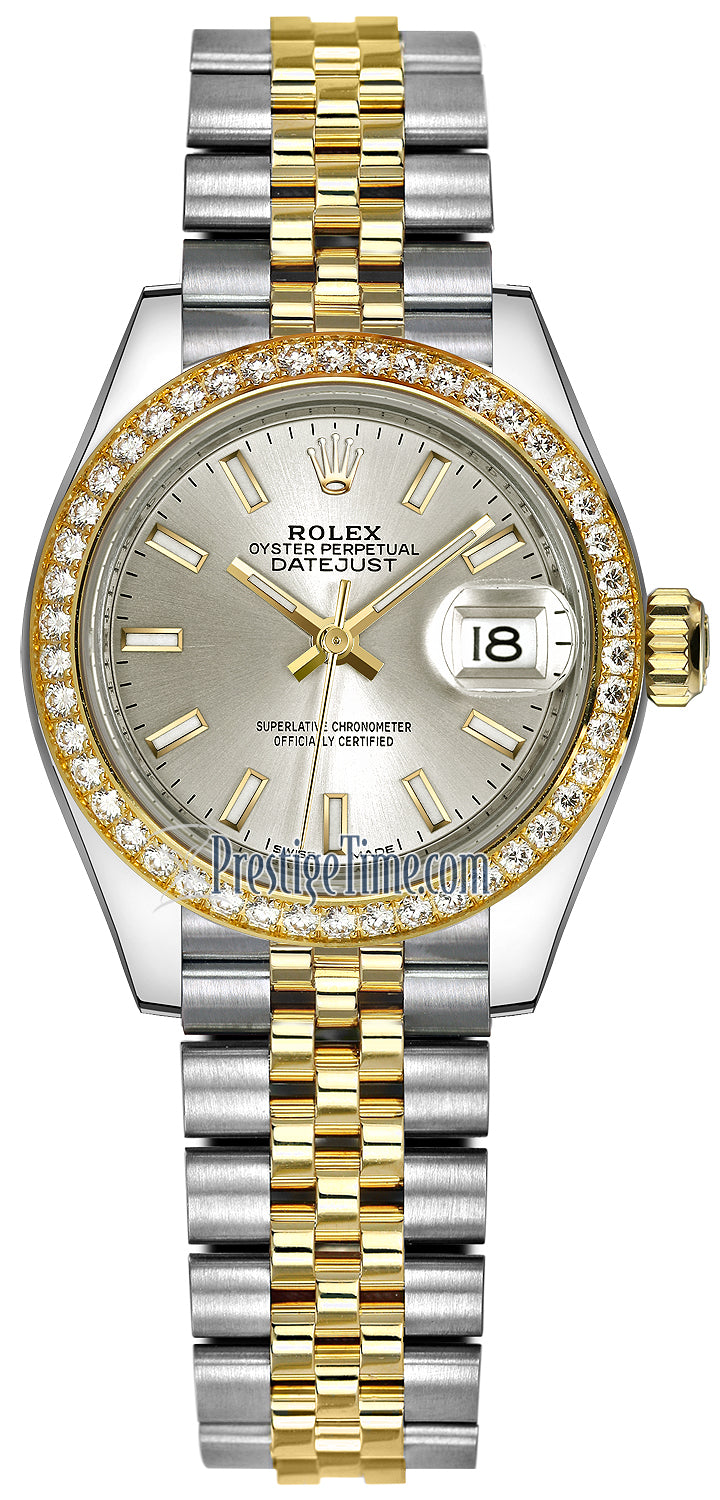 Rolex Lady Datejust 28mm Stainless Steel and Yellow Gold 279383RBR Silver Index Jubilee