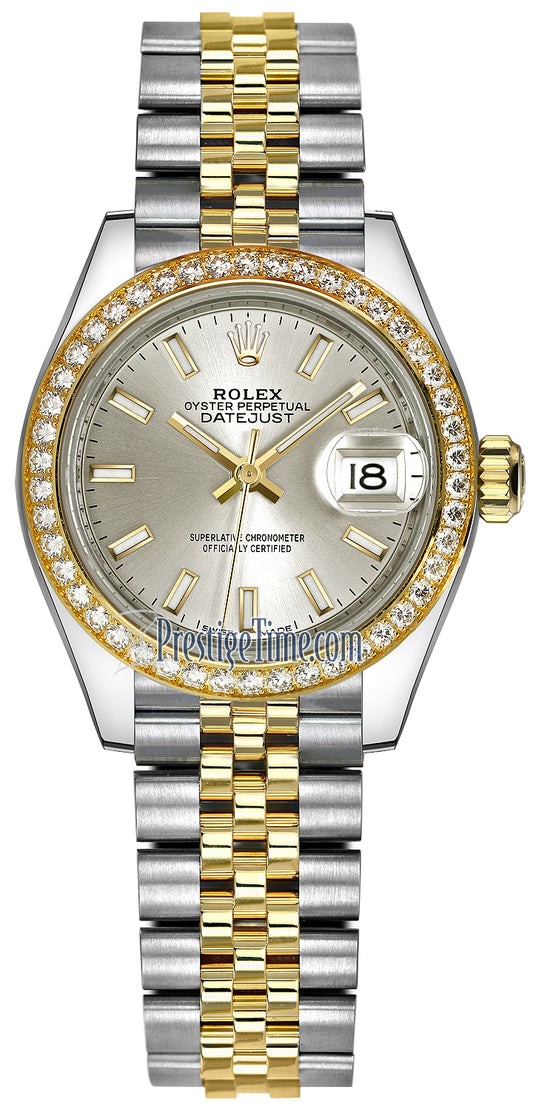 Rolex Lady Datejust 28mm Stainless Steel and Yellow Gold 279383RBR Silver Index Jubilee