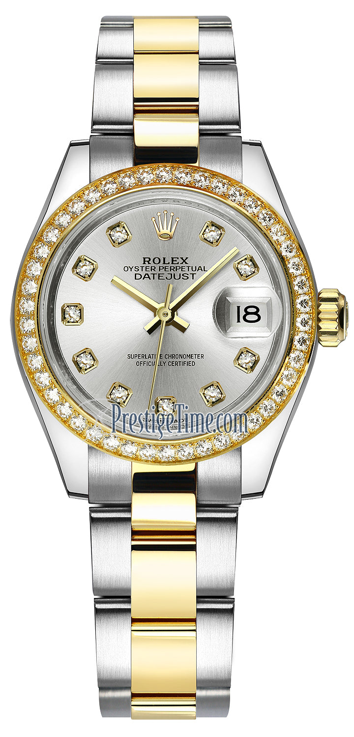 Rolex Lady Datejust 28mm Stainless Steel and Yellow Gold 279383RBR Silver Diamond Oyster