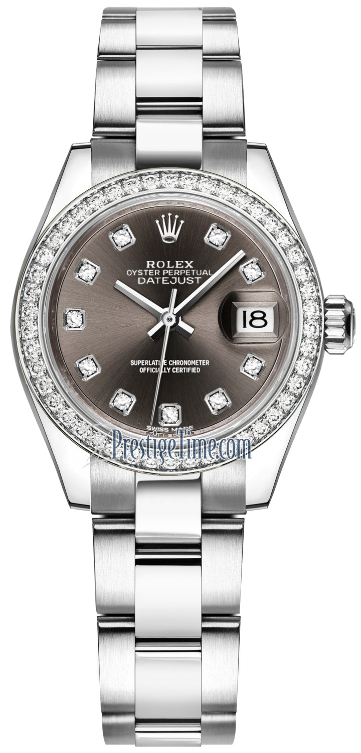 Rolex Lady Datejust 28mm Stainless Steel 279384RBR Dark Grey Diamond Oyster