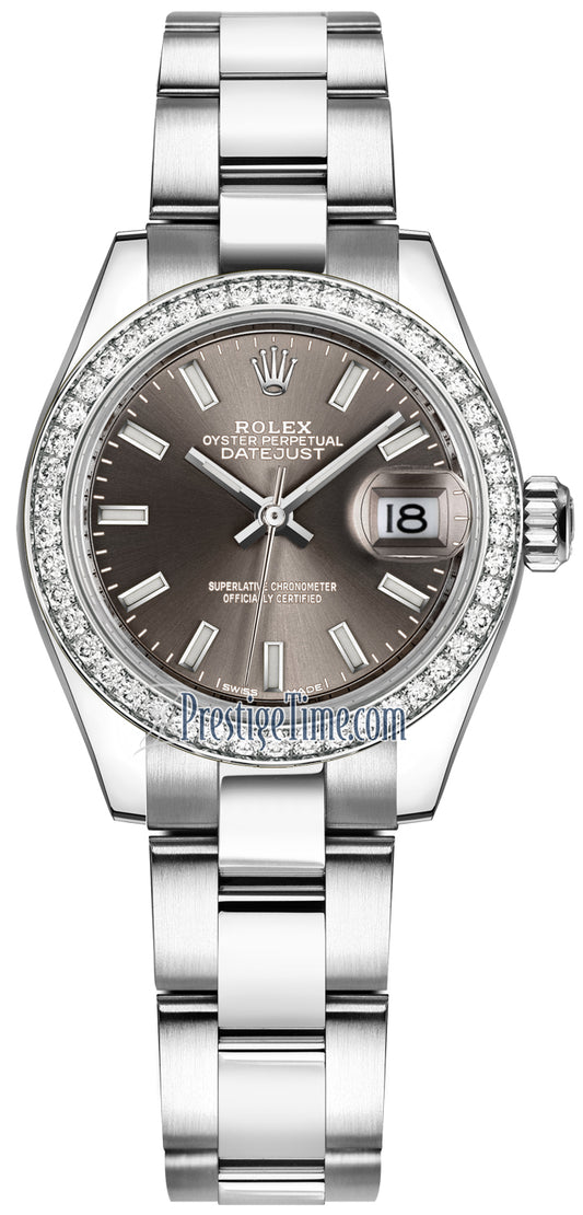 Rolex Lady Datejust 28mm Stainless Steel 279384RBR Dark Grey Index Oyster