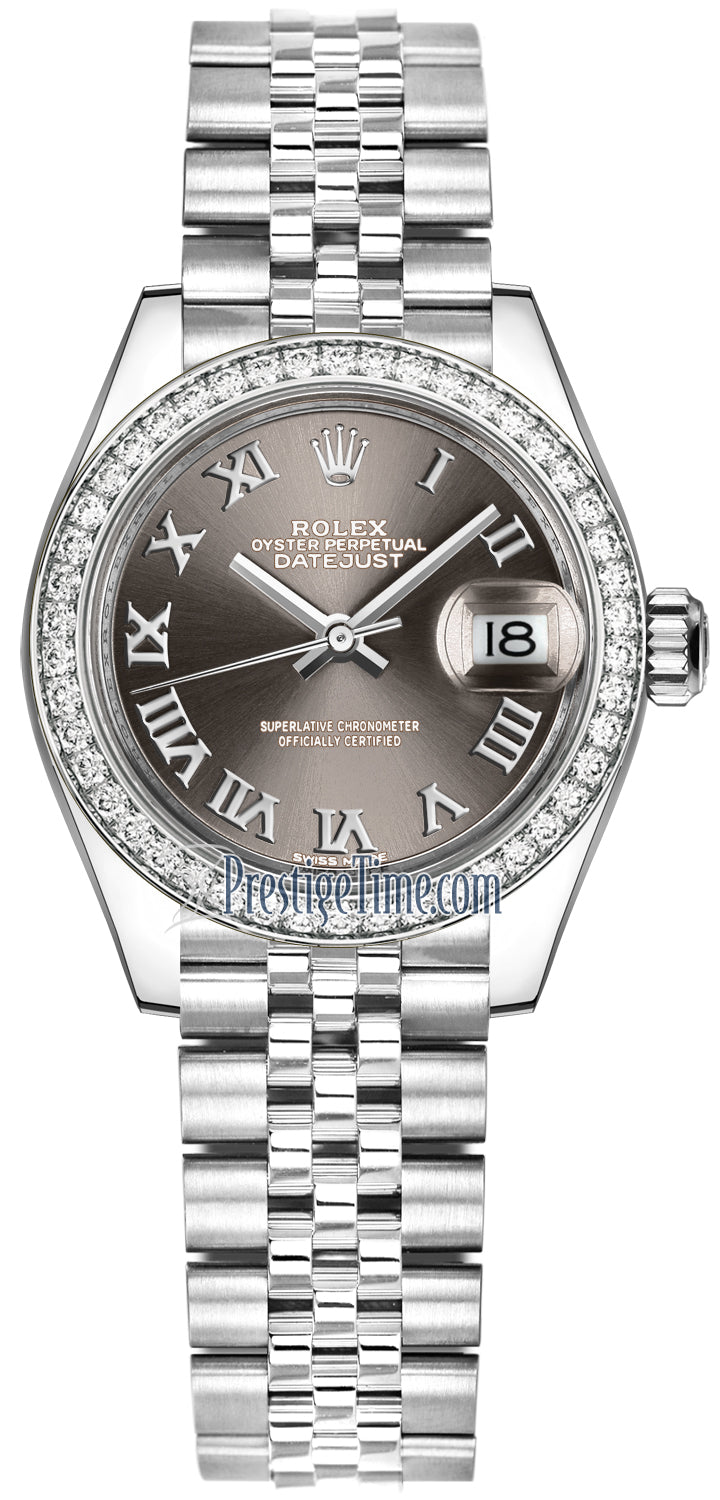 Rolex Lady Datejust 28mm Stainless Steel 279384RBR Dark Grey Roman Jubilee