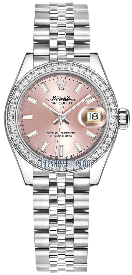 Rolex Lady Datejust 28mm Stainless Steel 279384RBR Pink Index Jubilee