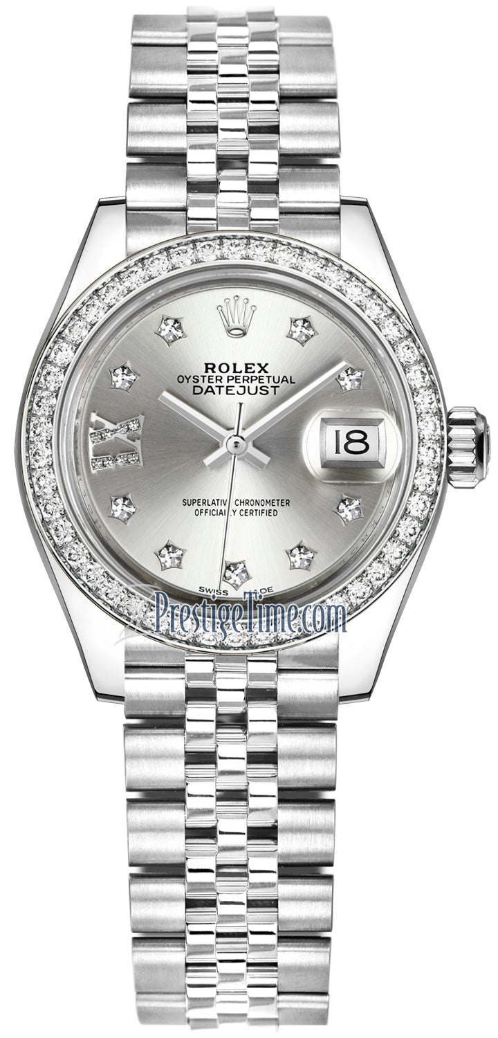 Rolex Lady Datejust 28mm Stainless Steel 279384RBR Silver 17 Diamond Jubilee