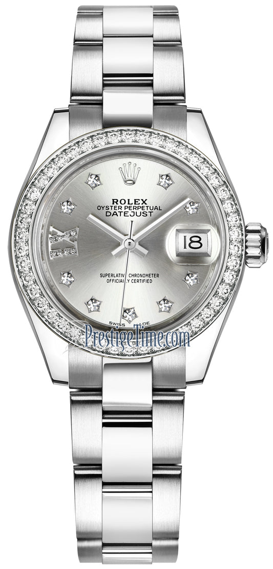 Rolex Lady Datejust 28mm Stainless Steel 279384RBR Silver 17 Diamond Oyster