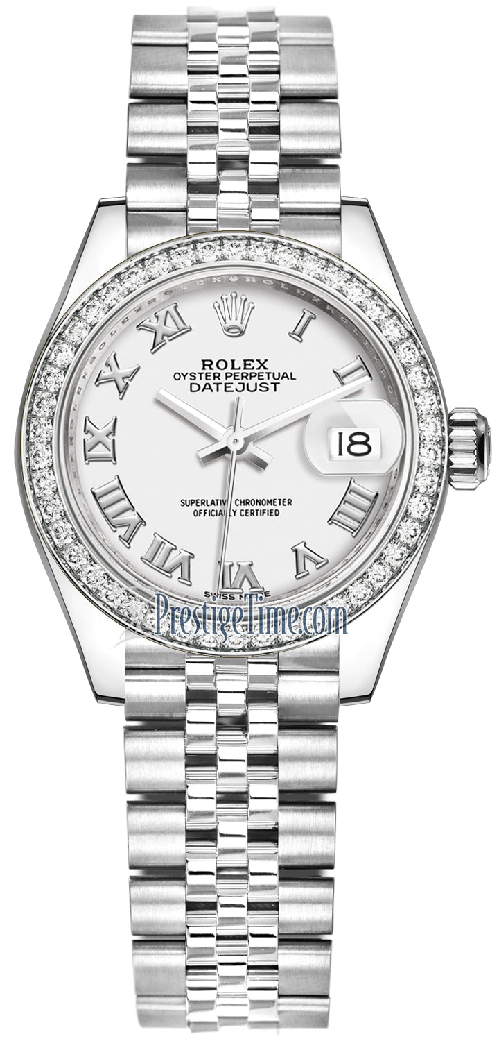 Rolex Lady Datejust 28mm Stainless Steel 279384RBR White Roman Jubilee