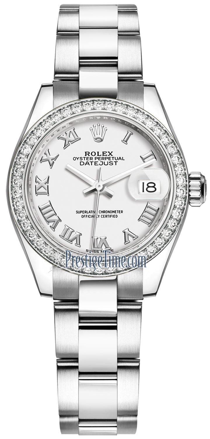 Rolex Lady Datejust 28mm Stainless Steel 279384RBR White Roman Oyster