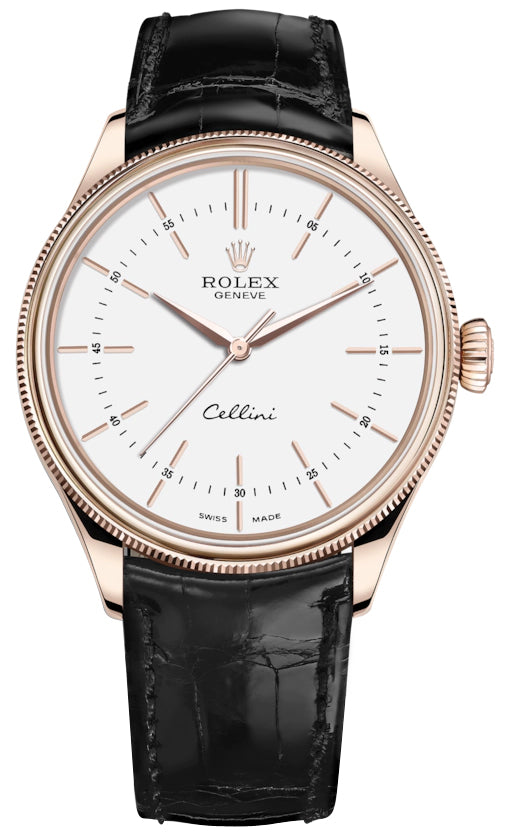 Rolex Cellini Time 39mm 50505 White Black Strap