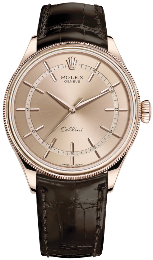 Rolex Cellini Time 39mm 50505 Pink Brown Strap