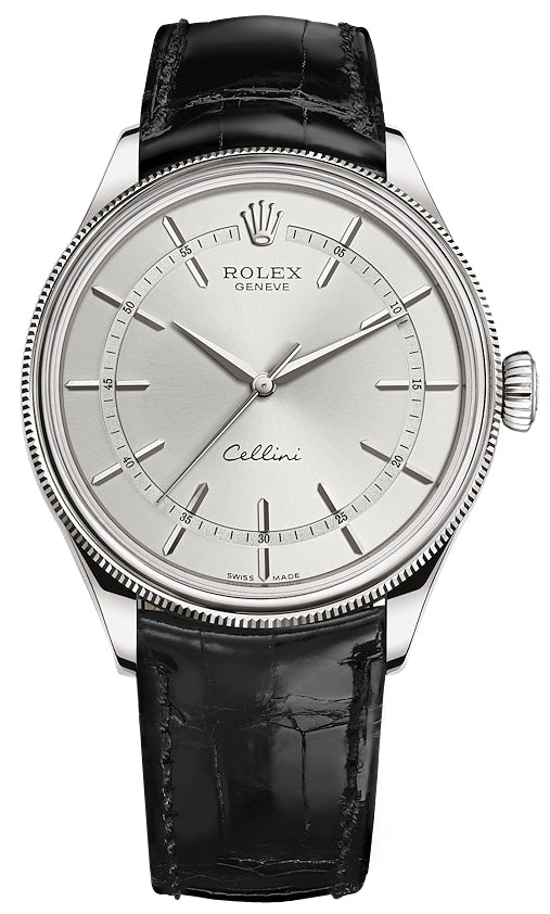 Rolex Cellini Time 39mm 50509 Rhodium Black Strap