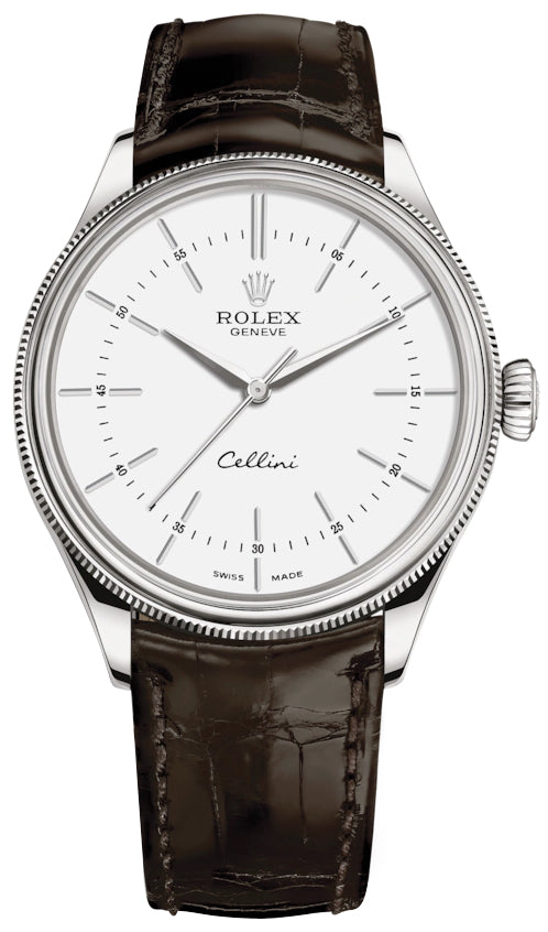 Rolex Cellini Time 39mm 50509 White Brown Strap