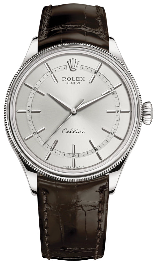 Rolex Cellini Time 39mm 50509 Rhodium Brown Strap