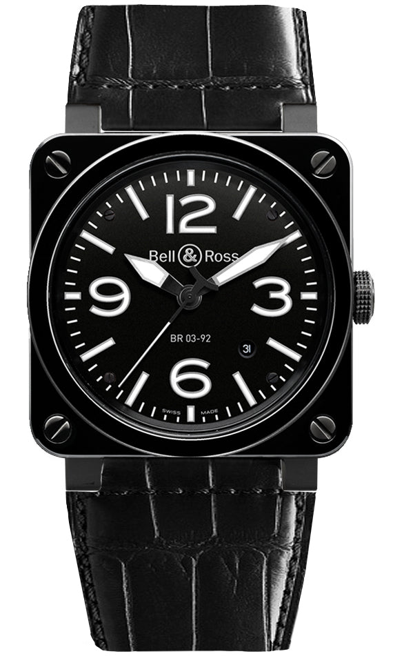 Bell & Ross BR03-92 Automatic 42mm BR03-92 Black Ceramic Alligator