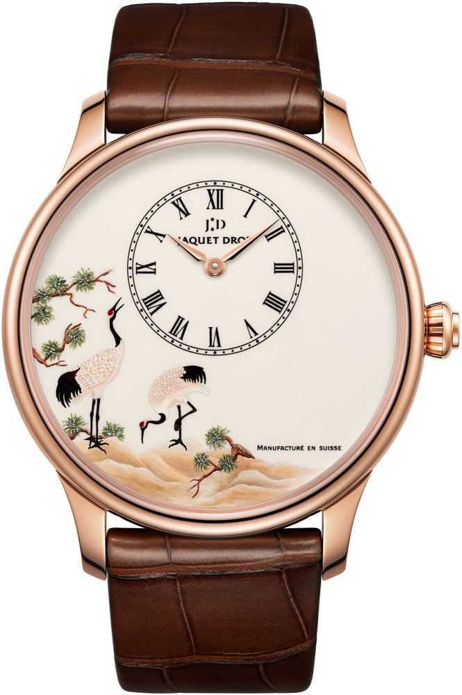 Jaquet Droz Les Ateliers d'Art Petite Heure Minute Enamel Painting 43mm j005033226 WHITE CRANES