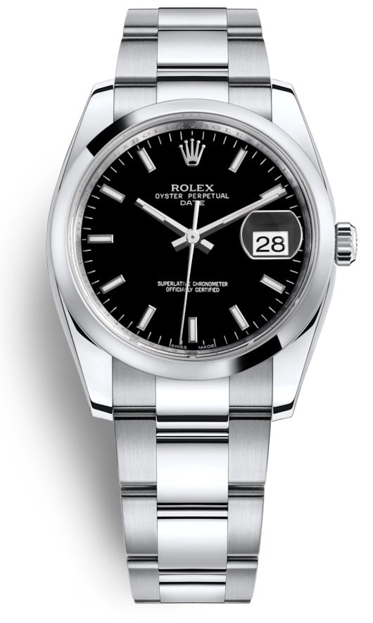 Rolex Oyster Perpetual Date 34 Black Dial Stainless Steel Bracelet Automatic 115200