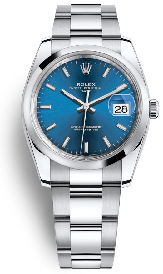 Rolex Oyster Perpetual Date 34 Blue Dial Stainless Steel Bracelet Automatic 115200