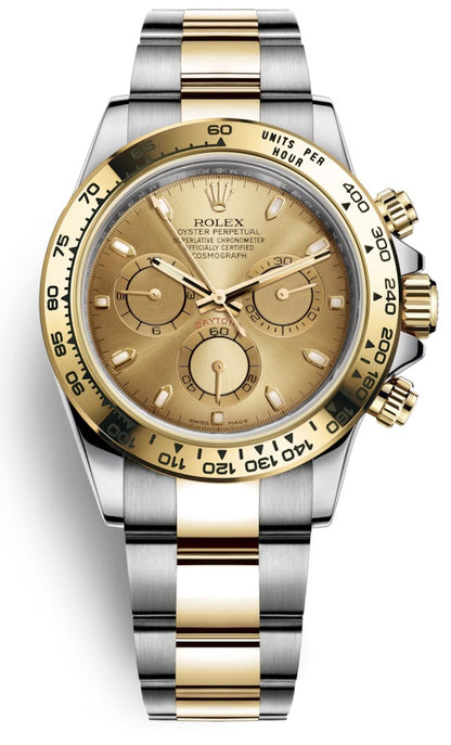 Rolex Cosmograph Daytona Steel and Yellow Gold Champagne Index Dial 116503