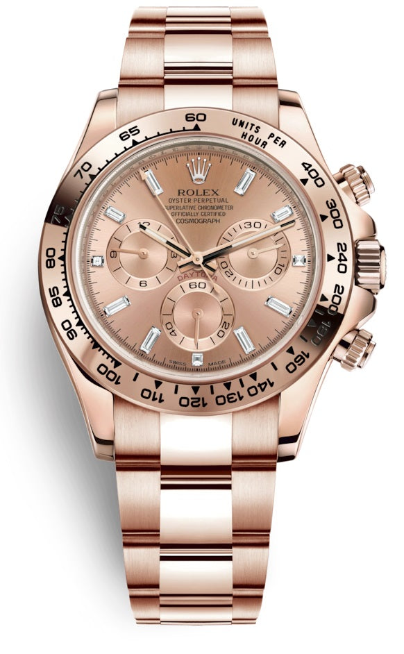 Rolex Cosmograph Daytona Pink Diamond Gold Dial 18K Everose Gold Oyster 116505