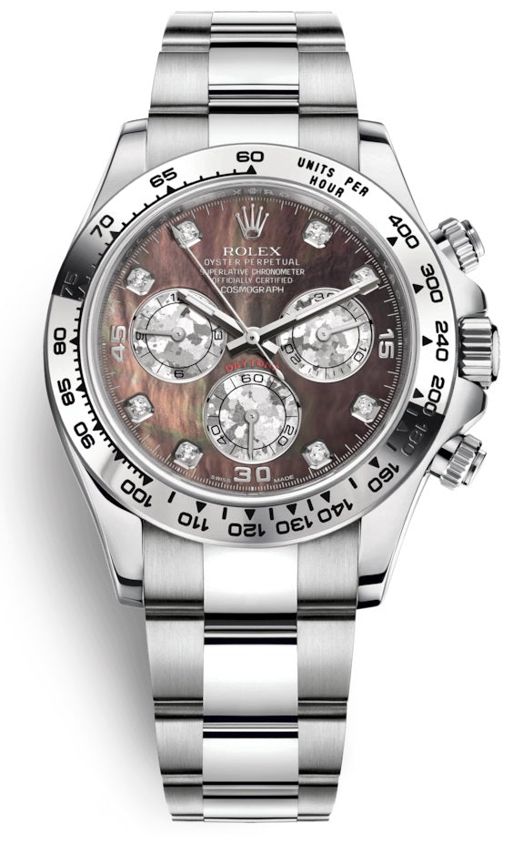 Rolex Cosmograph Daytona 18kt White Gold Dark MOP Diamond Dial 116509