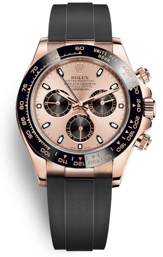 Rolex Cosmograph Daytona Everose Gold Pink and Black Index Dial Oysterflex 116515