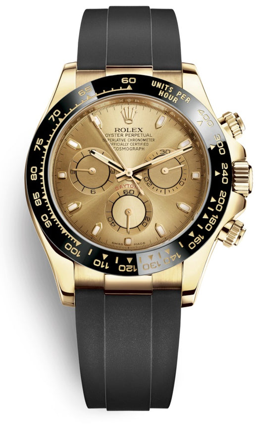 Rolex Cosmograph Daytona Yellow Gold Champagne Index Dial Oysterflex 116518