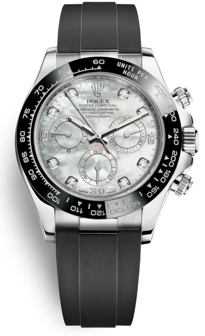 Rolex Cosmograph Daytona 18k White Gold White Mother of pearl diamond Dial Oysterflex 116519