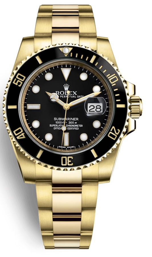 Rolex Oyster Perpetual Submariner Black Date 116618LN Yellow Gold 116618