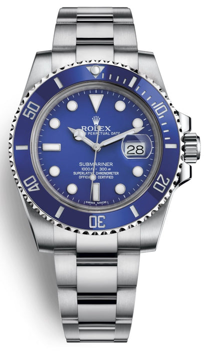 Rolex Submariner Date Blue Dial 18K White Gold Oyster Automatic 116619