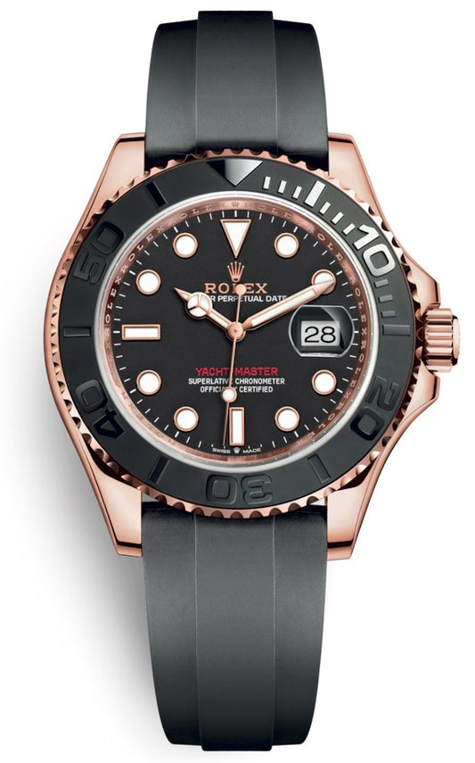 Rolex Yacht-Master 40 Black Dial Oyster 18k Rose Gold Oysterflex 126655