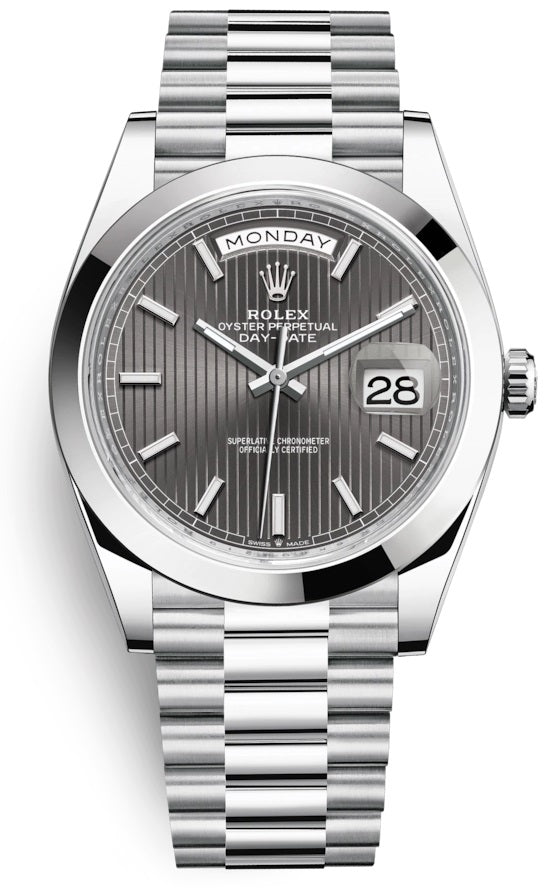 Rolex Day-Date 40 President Platinum Dark Rhodium Index Dial President 228206