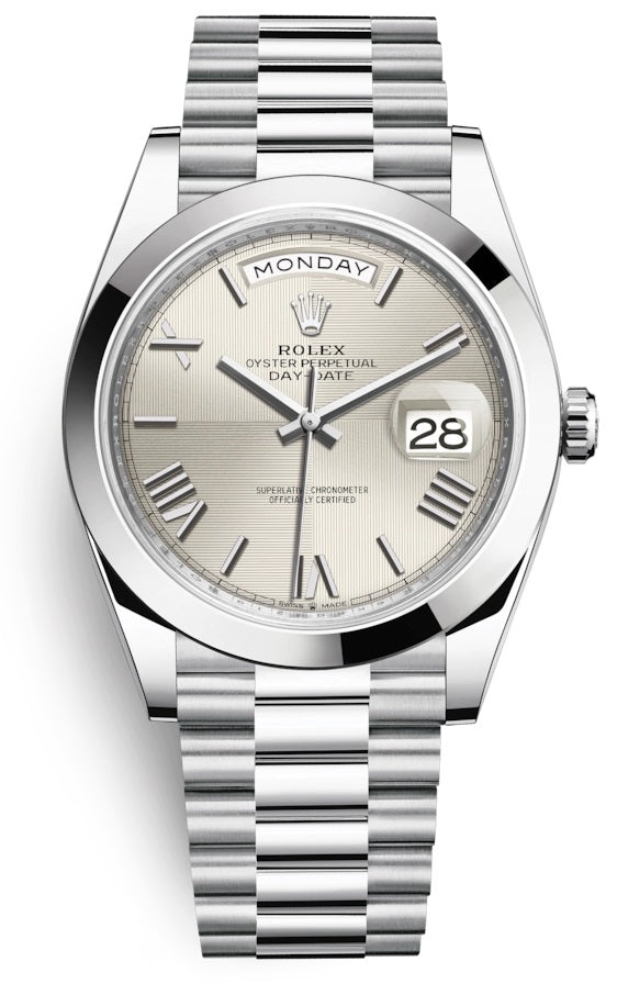 Rolex Day-Date 40 President Platinum Silver Quadrant Index Dial President 228206