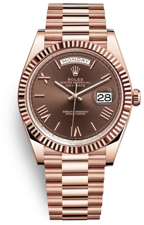 Rolex Day-Date 40 President 18k Everose Gold Chocolate Roman Dial President 228235