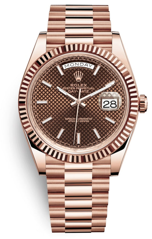 Rolex Day-Date 40 President 18k Everose Gold Chocolate Diagonal Dial President 228235