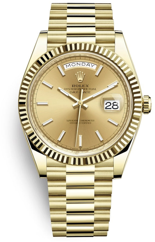 Rolex Day-Date 40 President 18k Yellow Gold Champagne Index Dial President 228238