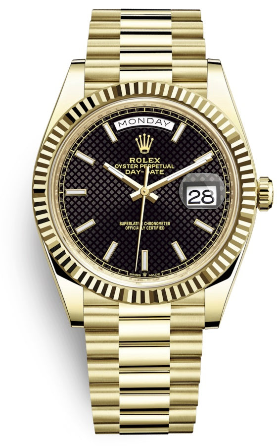 Rolex Day-Date 40 President 18k Yellow Gold Black Diagonal Dial President 228238