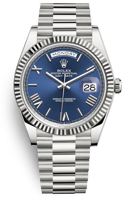 Rolex Day-Date 40 President 18k White Gold Blue Roman Dial President 228239