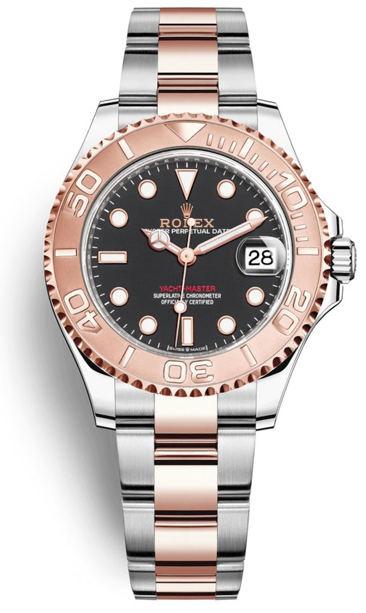 Rolex Yacht-Master 37 Black Dial Oyster Two Tone Stainless Steel Rose Gold 268621