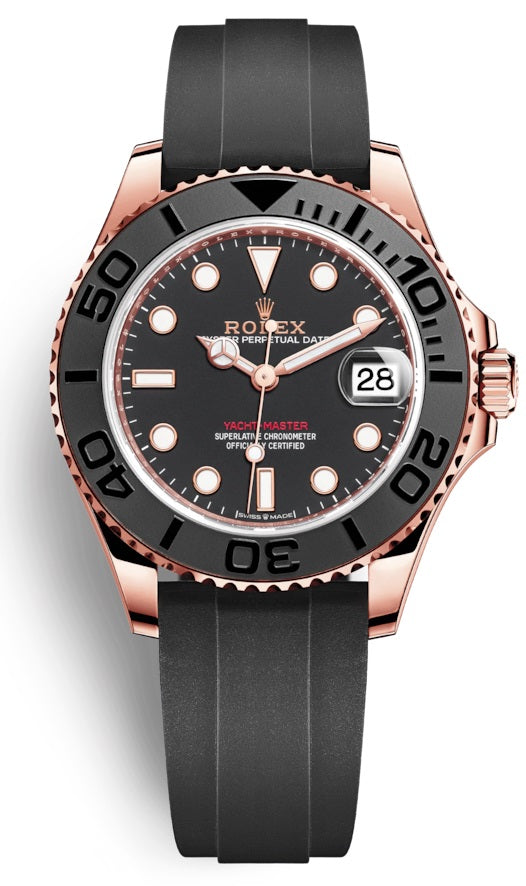 Rolex Yacht-Master 37 Black Dial Everose Gold Oysterflex 268655