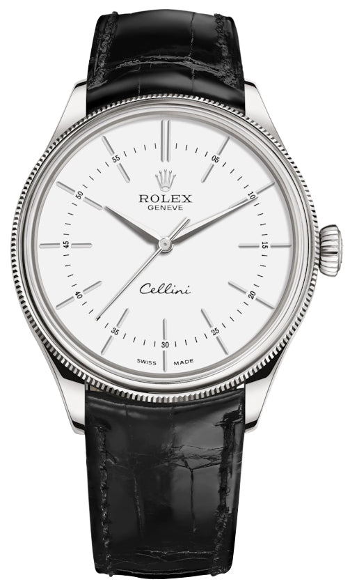 Rolex Cellini Time 39mm 50509 White Black Strap