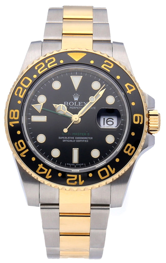 Rolex GMT-Master II Black Dial Stainless Steel and 18kt Yellow Gold Oyster 116713